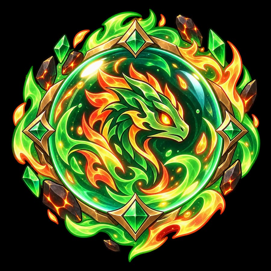 Lizard Spirit Ball - glowing fiery orb with ember runes