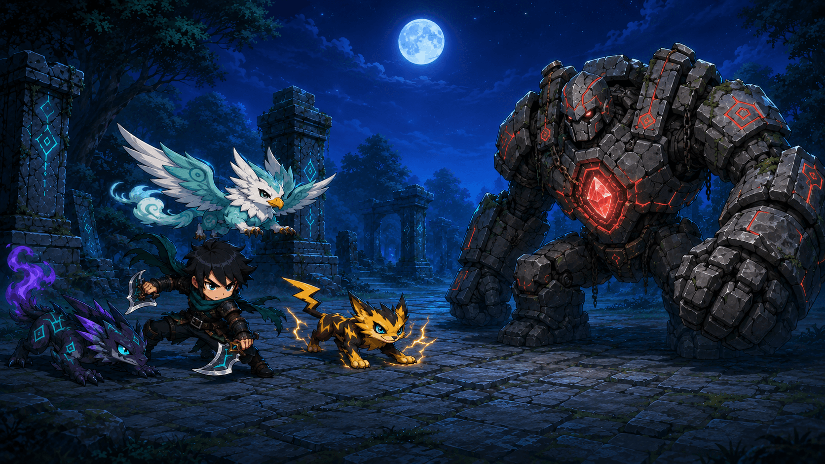 Nox and kindred fighting ruin guardian colossus